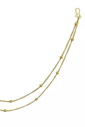 Gold plated american diamond nose ring with chain