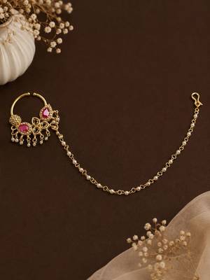 Gold plated american diamond nose ring nathiya 1