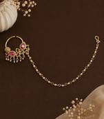 Gold plated american diamond nose ring nathiya