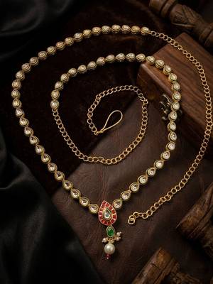 Gold plated kundan embellished waist chain kamarbandh 1