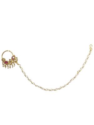 Gold plated american diamond nose ring nathiya 2