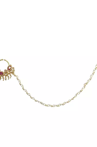 Gold plated american diamond nose ring nathiya