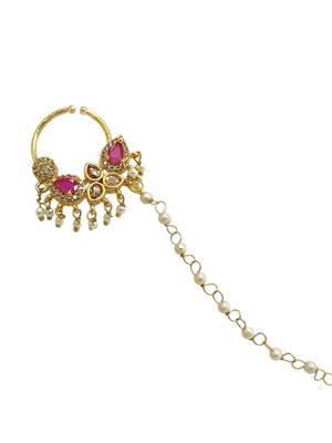 Gold plated american diamond nose ring nathiya 3