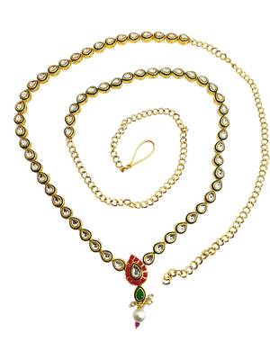 Gold plated kundan embellished waist chain kamarbandh 2