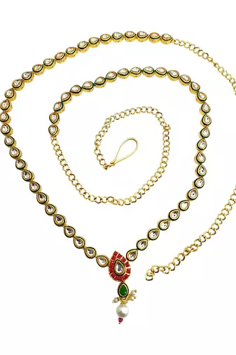 Gold plated kundan embellished waist chain kamarbandh