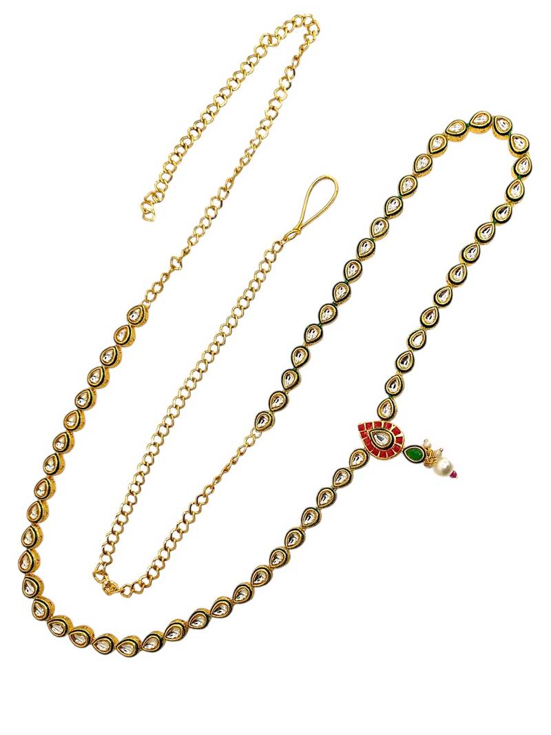Gold plated kundan embellished waist chain kamarbandh