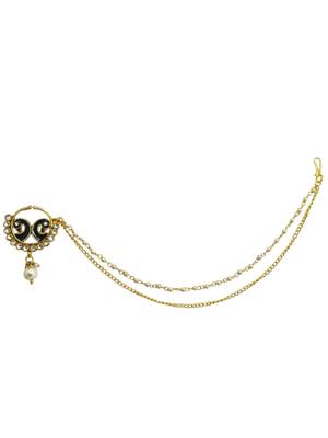 Gold plated peacock enamel nose ring nathiya 2