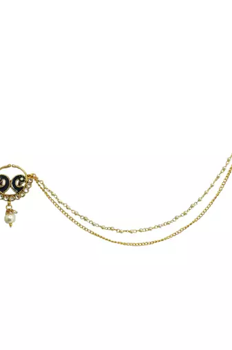 Gold plated peacock enamel nose ring nathiya