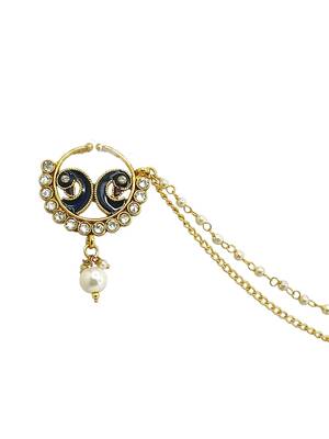 Gold plated peacock enamel nose ring nathiya 3