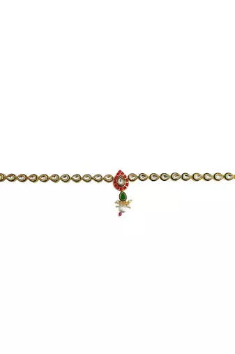 Gold plated kundan embellished waist chain kamarbandh