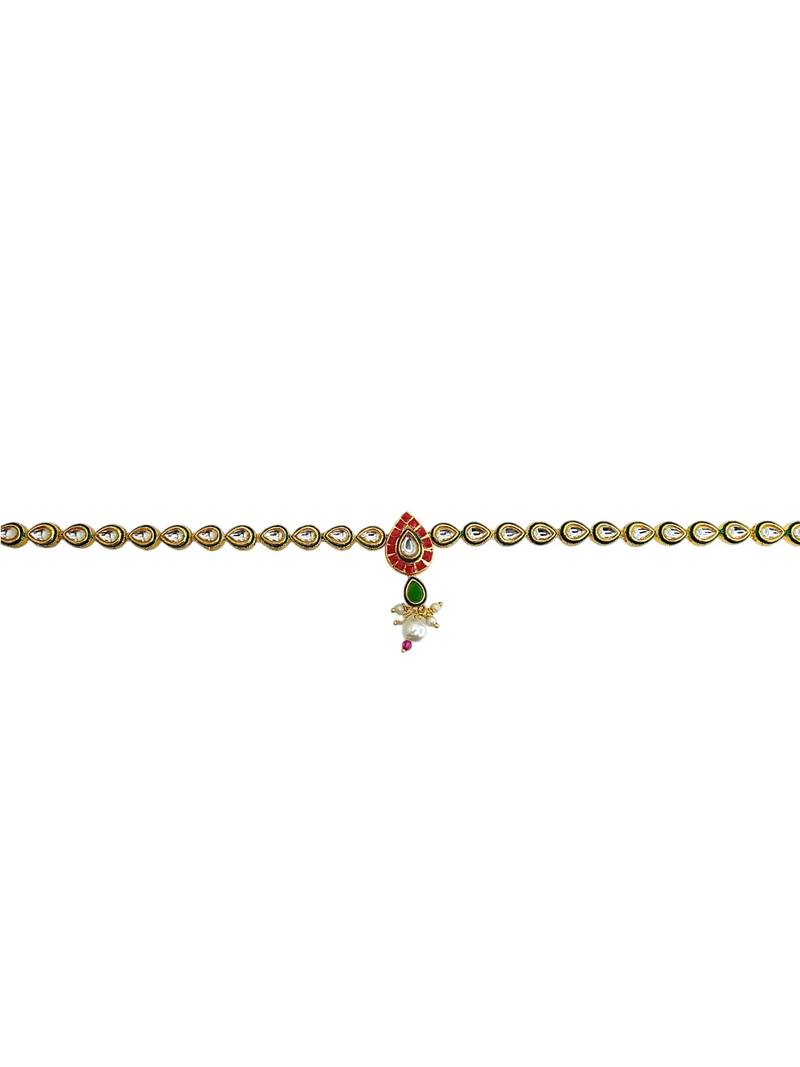 Gold plated kundan embellished waist chain kamarbandh