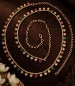Gold plated multi stone waist chain kamarbandh