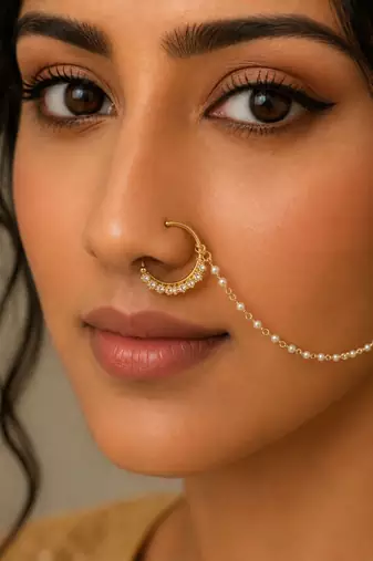 Gold plated radha nose ring nathiya