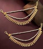 Gold plated paisley motif layered ear chain