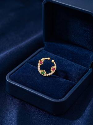 Gold plated american diamond septum pressing nose ring nath 1