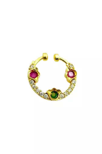 Gold plated american diamond septum pressing nose ring nath