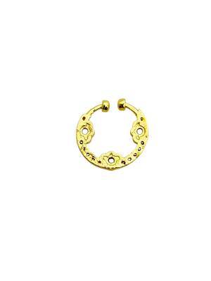 Gold plated american diamond septum pressing nose ring nath 3