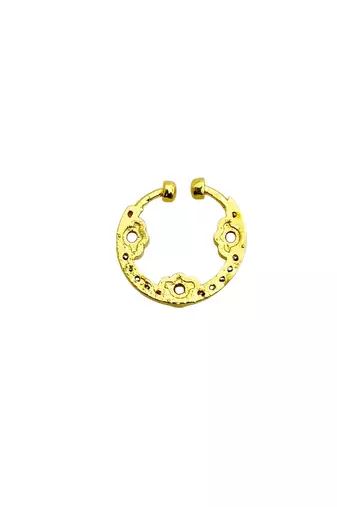 Gold plated american diamond septum pressing nose ring nath
