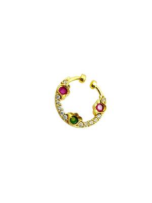 Gold plated american diamond septum pressing nose ring nath 4