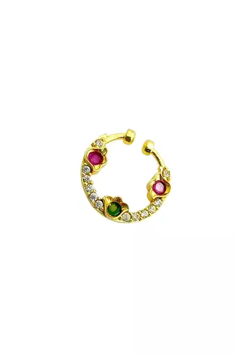 Gold plated american diamond septum pressing nose ring nath