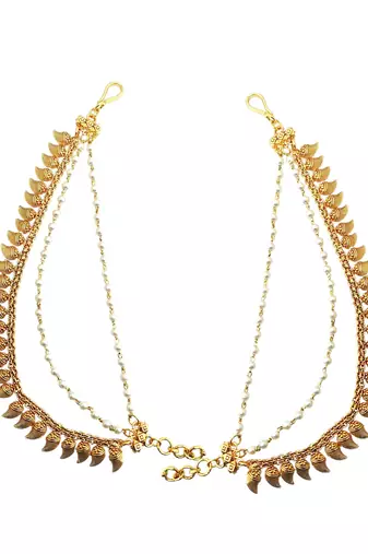 Gold plated paisley motif layered ear chain
