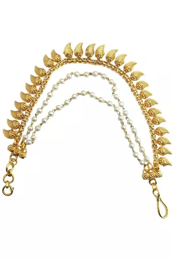 Gold plated paisley motif layered ear chain