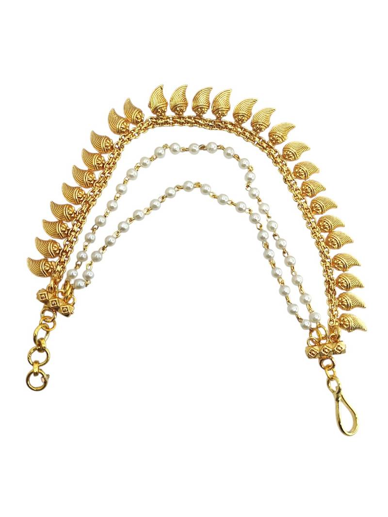 Gold plated paisley motif layered ear chain