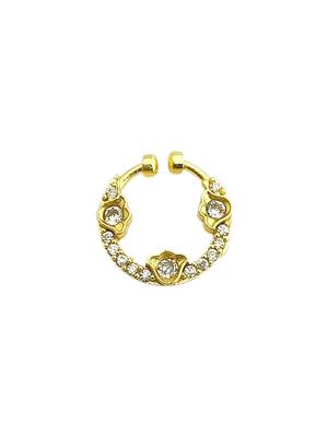Gold plated  septum american diamond pressing nose ring nath 2