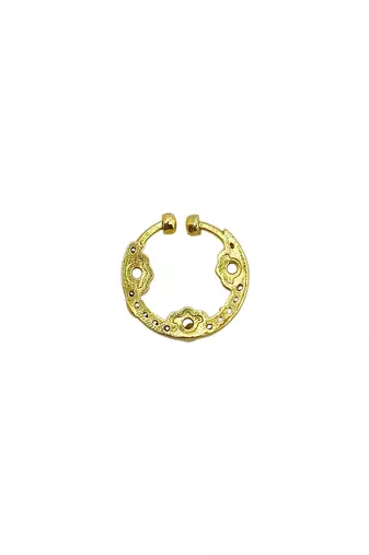 Gold plated  septum american diamond pressing nose ring nath