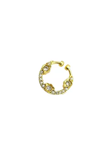 Gold plated  septum american diamond pressing nose ring nath