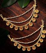 Gold plated floral layered ear chain