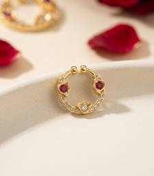 Gold plated american diamond pressing nose ring nath