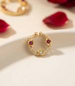 Gold plated american diamond pressing nose ring nath