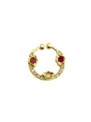 Gold plated american diamond pressing nose ring nath 2