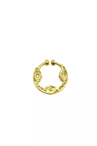 Gold plated american diamond pressing nose ring nath