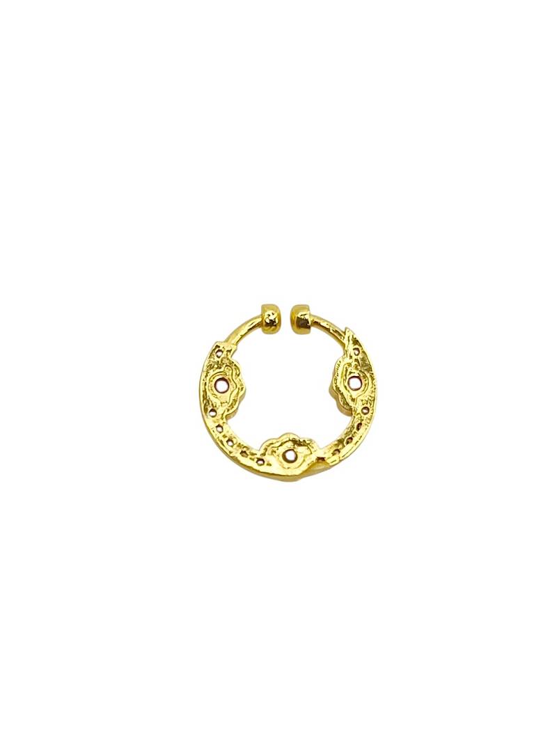 Gold plated american diamond pressing nose ring nath
