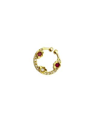 Gold plated american diamond pressing nose ring nath 4