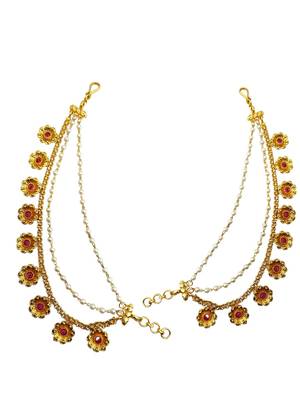 Gold plated floral layered ear chain 3