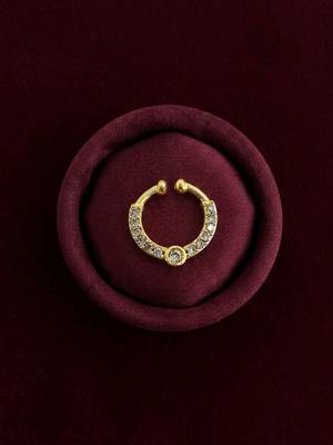 Gold plated american diamond septum pressing  nath nose ring 1