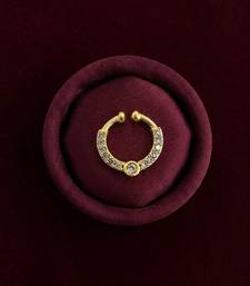 Gold plated american diamond septum pressing  nath nose ring