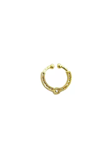 Gold plated american diamond septum pressing  nath nose ring
