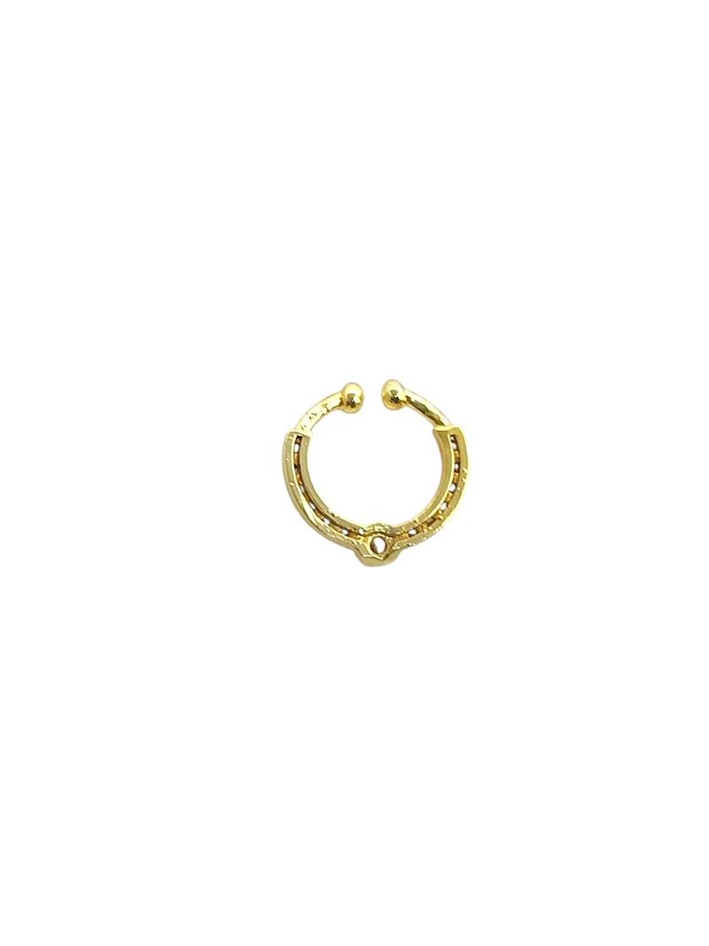 Gold plated american diamond septum pressing  nath nose ring