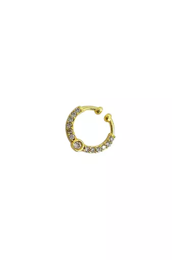 Gold plated american diamond septum pressing  nath nose ring