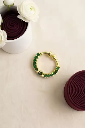 Gold plated green septum pressing nose ring nath
