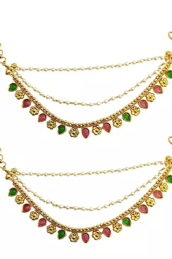 Gold plated fauna layered ear chain