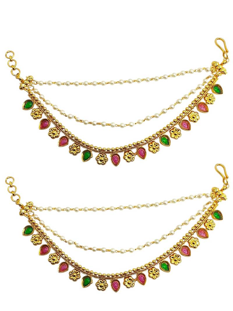 Gold plated fauna layered ear chain