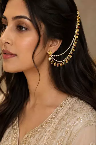 Gold plated fauna layered ear chain