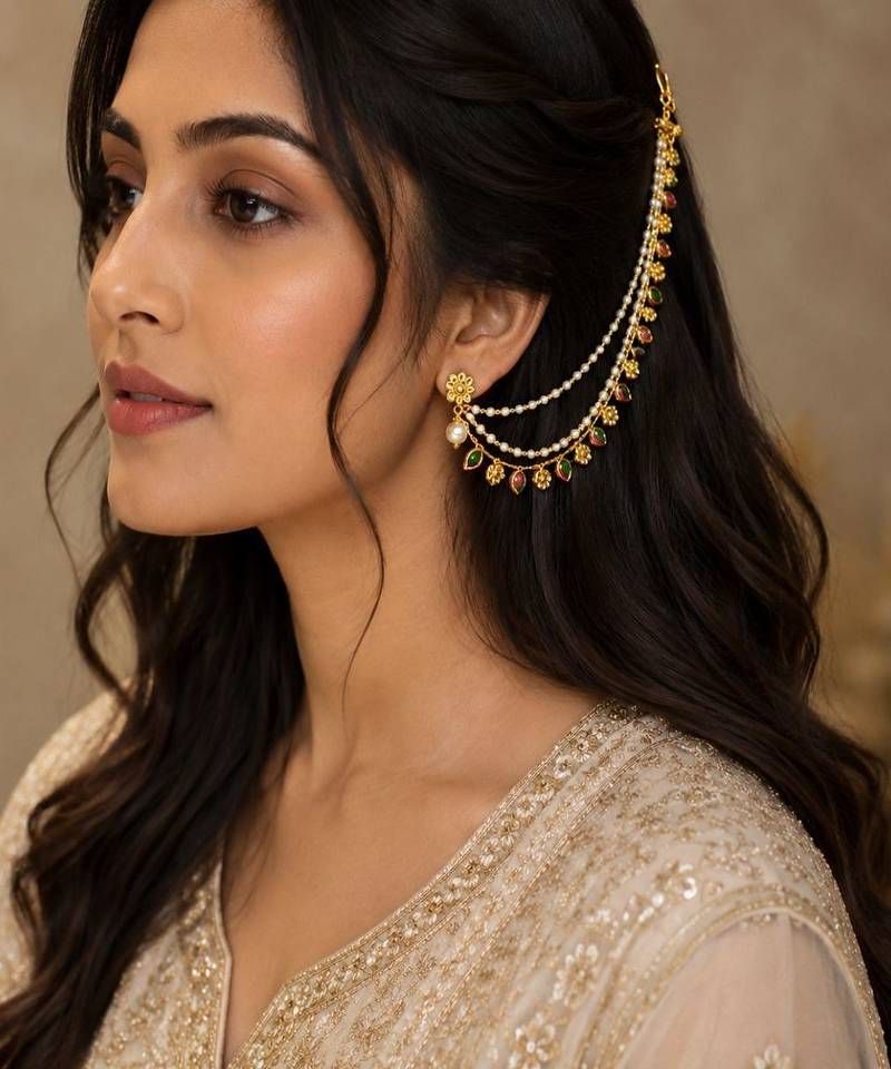 Gold plated fauna layered ear chain