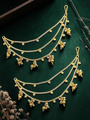Golden fantasy beaded layered ear chain 1