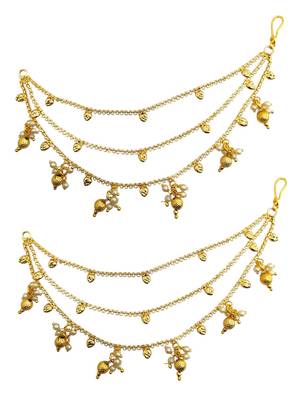 Golden fantasy beaded layered ear chain 2